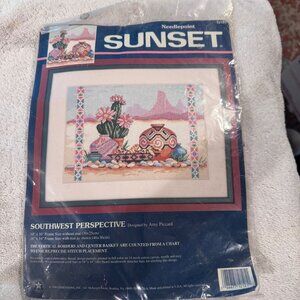 Southwest Perspective Needlepoint Kit By Sunset 14x10 Frame Without Mat 18x14 Wi